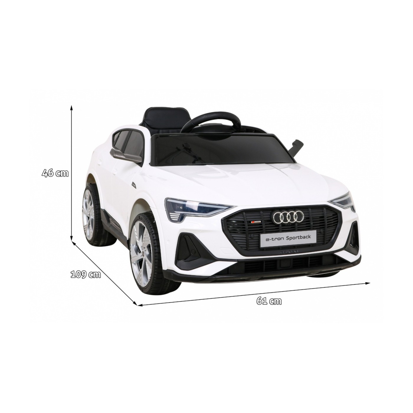 Audi E-Tron Sportback Kids bílá Remote 4x4 Drive Slow Start Rádio MP3 LED
