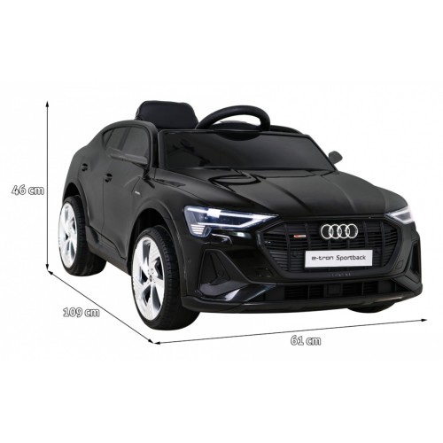 Audi E-Tron Sportback Kids černý + dálkové ovládání + pohon 4x4 + pomalý start + MP3 rádio + LED