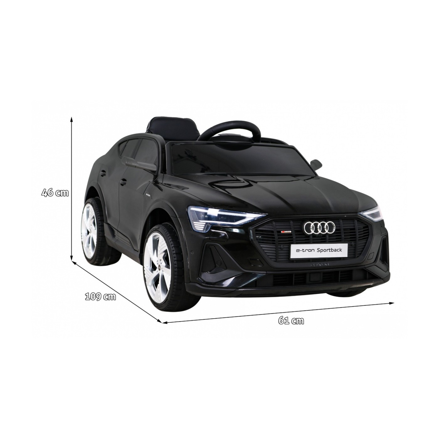 Audi E-Tron Sportback Kids černý + dálkové ovládání + pohon 4x4 + pomalý start + MP3 rádio + LED