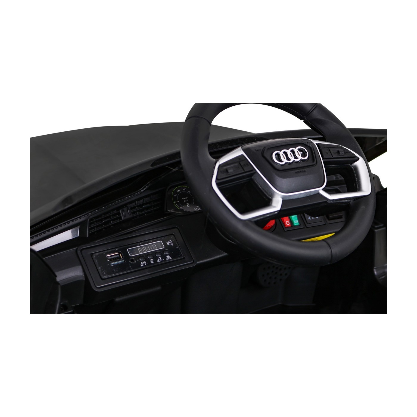 Audi E-Tron Sportback Kids černý + dálkové ovládání + pohon 4x4 + pomalý start + MP3 rádio + LED