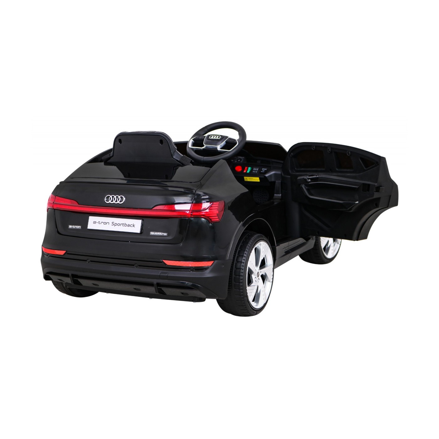 Audi E-Tron Sportback Kids černý + dálkové ovládání + pohon 4x4 + pomalý start + MP3 rádio + LED