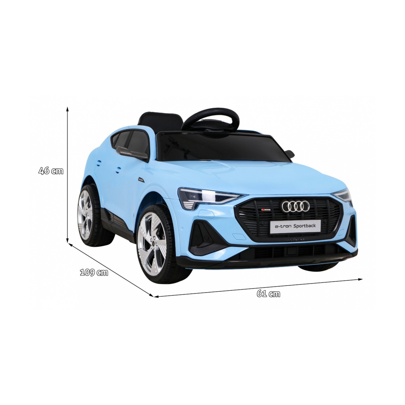 Audi E-Tron Sportback Kids Blue Remote Drive 4x4 Rádio s pomalým startem MP3 LED