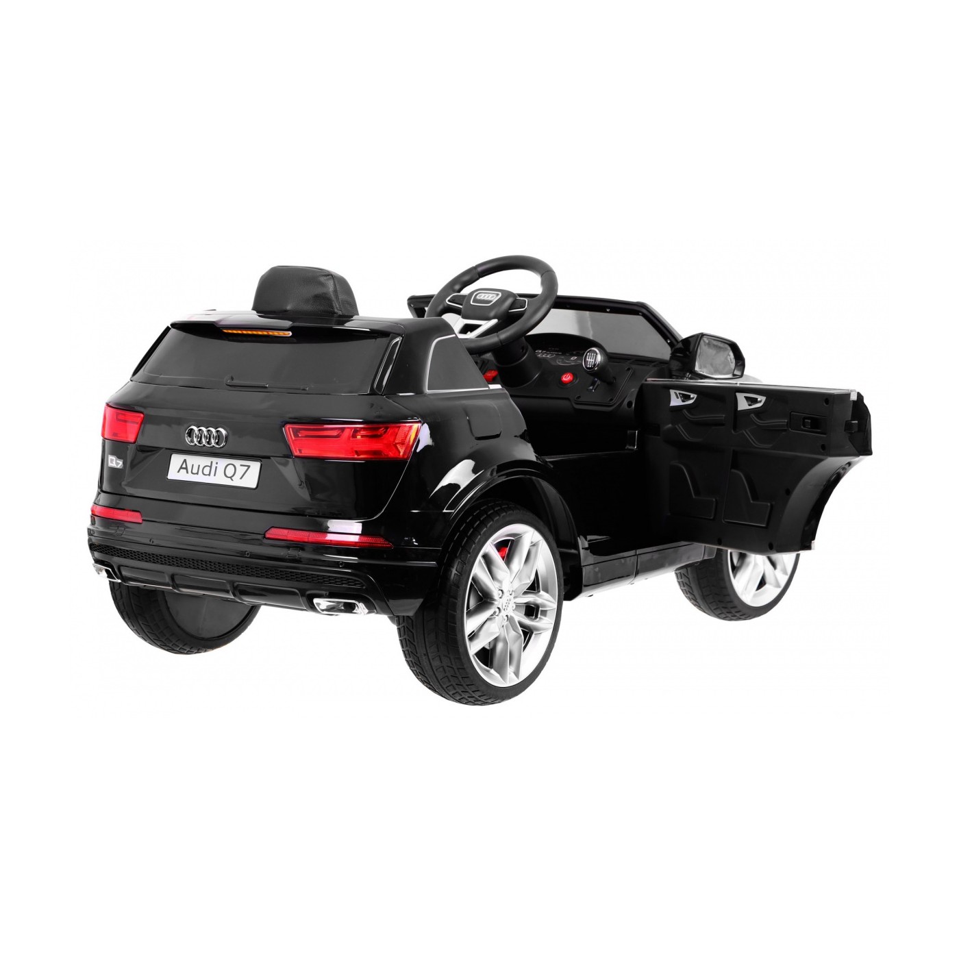 Audi Q7 Quattro S-Line Baterie Černý + Dálkové Ovládání + Pomalý Start + EVA + Rádio MP3 LED