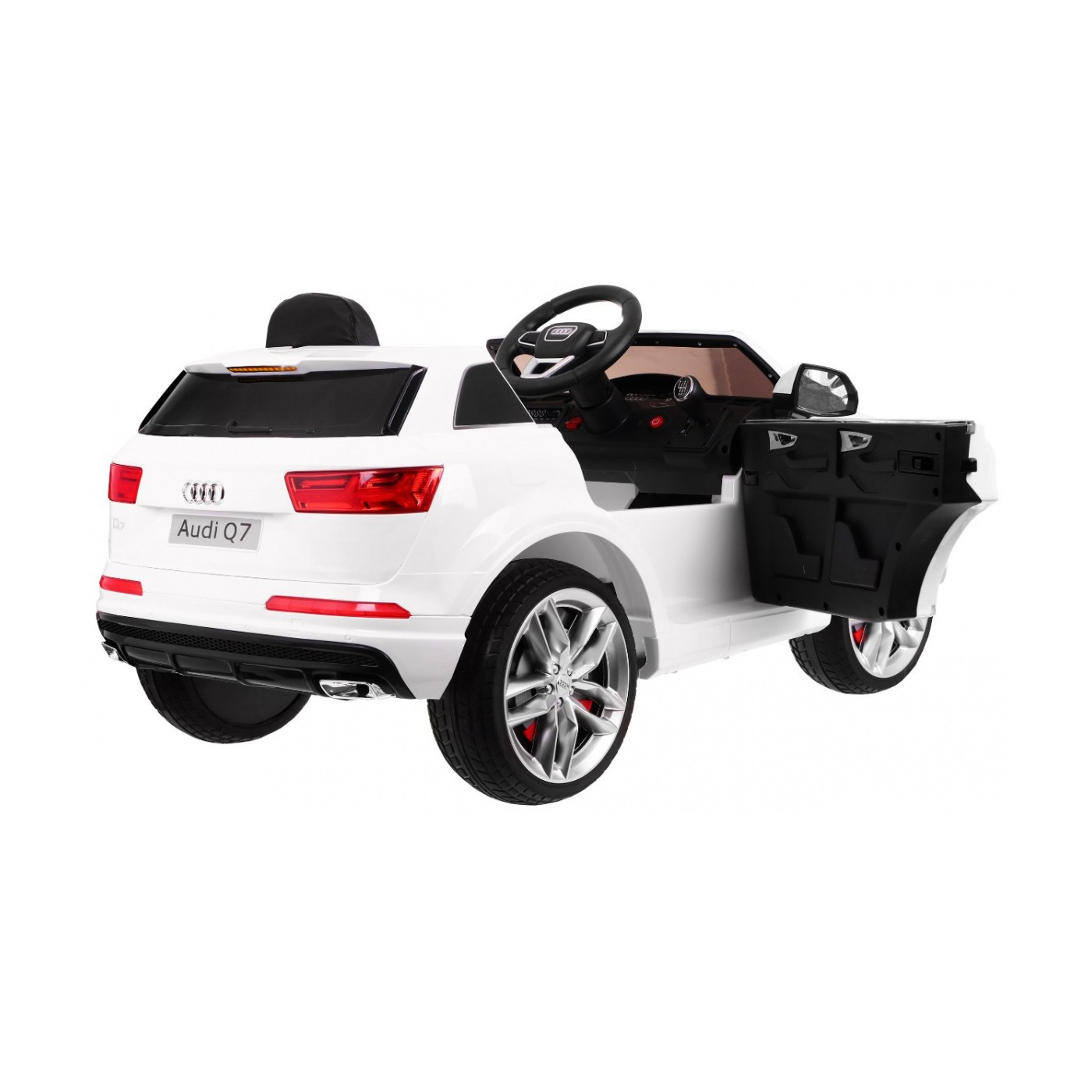 Bateriový lak Audi Q7 Quattro S-Line bílý + dálkové ovládání + pomalý start + EVA + MP3 rádio