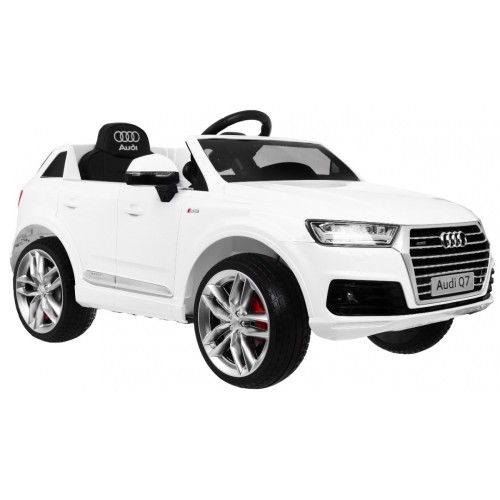 Bateriový lak Audi Q7 Quattro S-Line bílý + dálkové ovládání + pomalý start + EVA + MP3 rádio