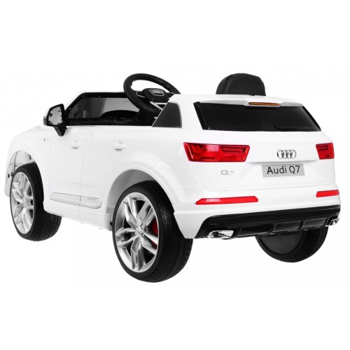 Bateriový lak Audi Q7 Quattro S-Line bílý + dálkové ovládání + pomalý start + EVA + MP3 rádio