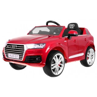 Bateriový lak Audi Q7 Quattro S-Line červený + dálkové ovládání + pomalý start + EVA + MP3 rádio