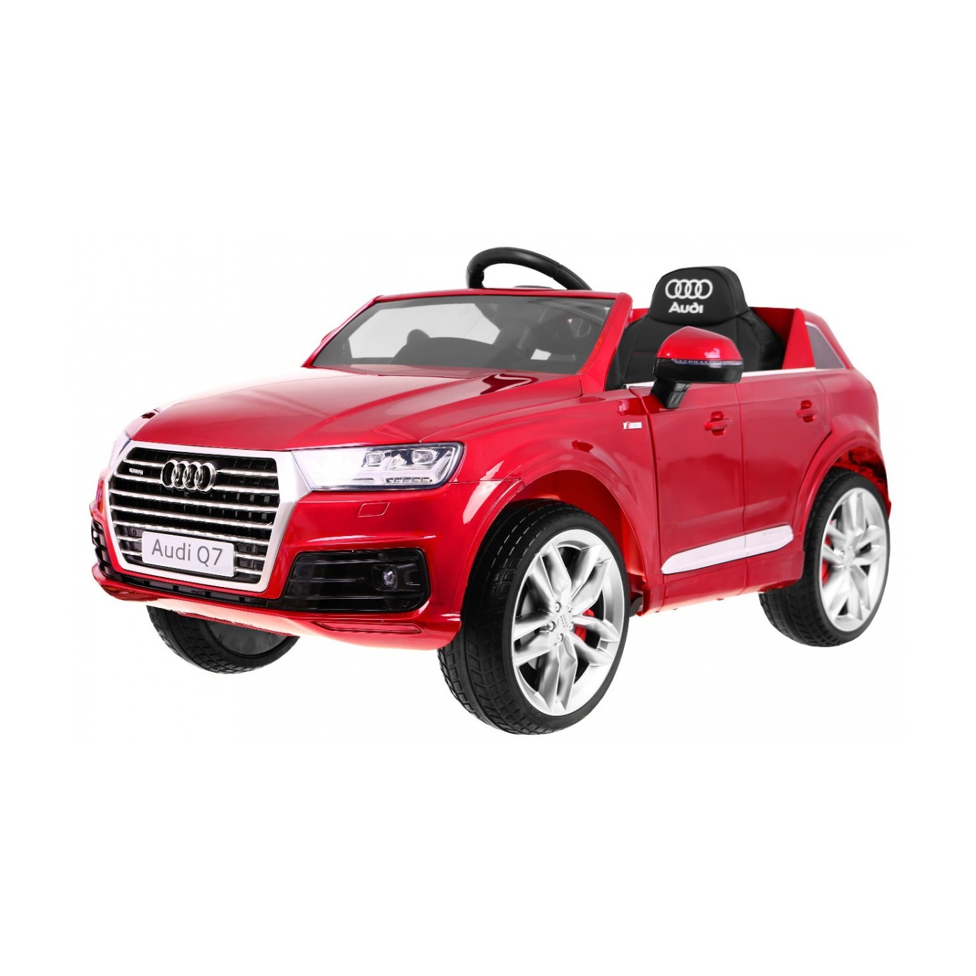 Bateriový lak Audi Q7 Quattro S-Line červený + dálkové ovládání + pomalý start + EVA + MP3 rádio