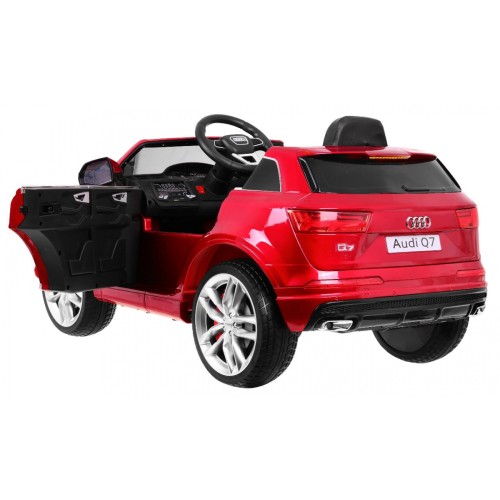 Bateriový lak Audi Q7 Quattro S-Line červený + dálkové ovládání + pomalý start + EVA + MP3 rádio