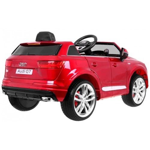 Bateriový lak Audi Q7 Quattro S-Line červený + dálkové ovládání + pomalý start + EVA + MP3 rádio