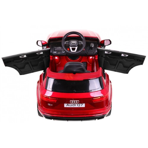 Bateriový lak Audi Q7 Quattro S-Line červený + dálkové ovládání + pomalý start + EVA + MP3 rádio