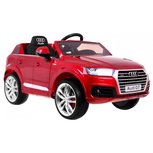 Bateriový lak Audi Q7 Quattro S-Line červený + dálkové ovládání + pomalý start + EVA + MP3 rádio