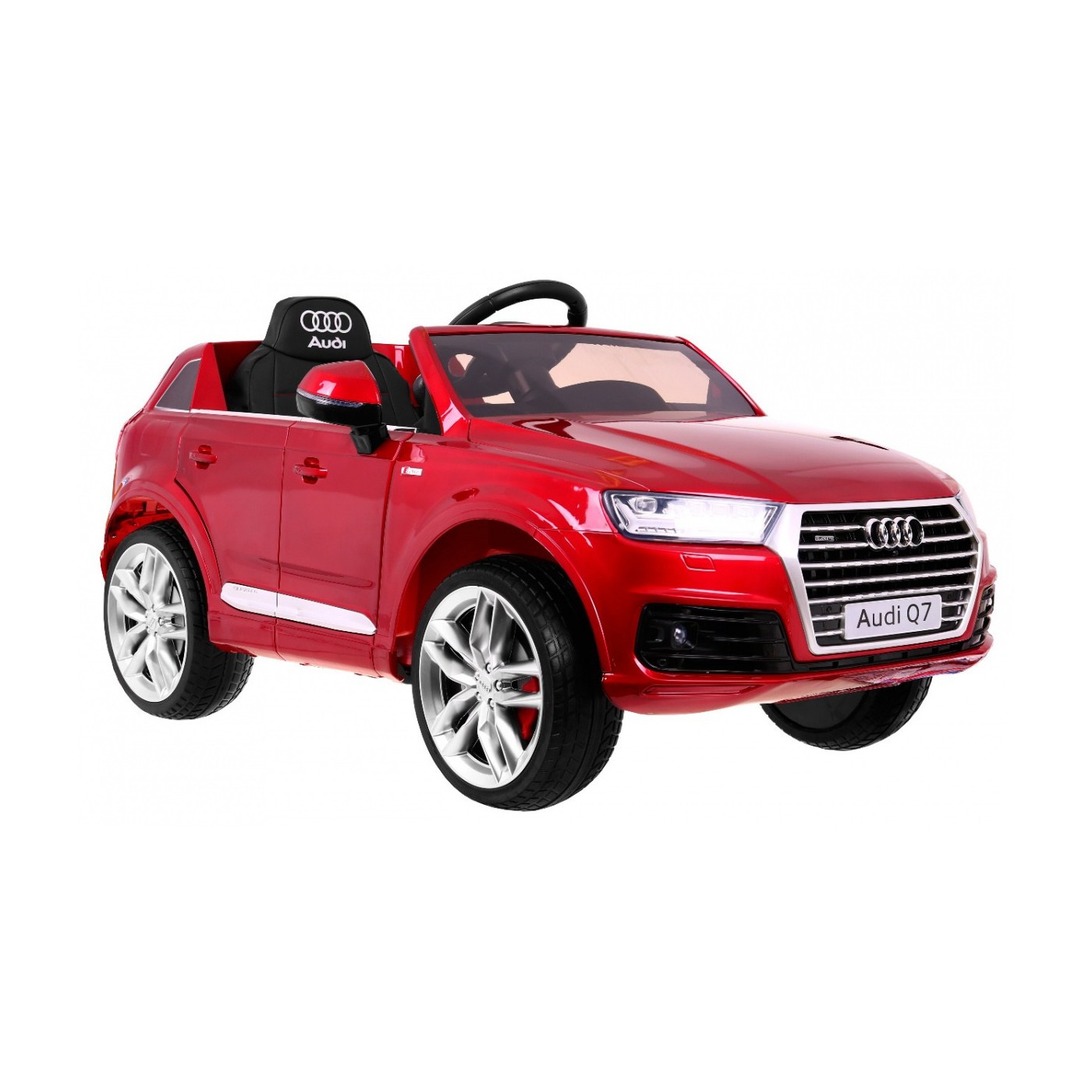 Bateriový lak Audi Q7 Quattro S-Line červený + dálkové ovládání + pomalý start + EVA + MP3 rádio