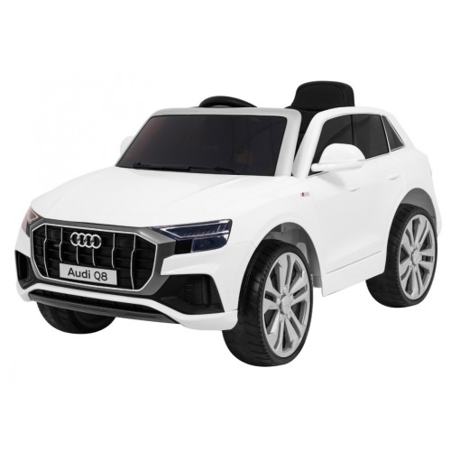 Audi Q8 Zvedněte baterii pro děti Bílá + Dálkové ovládání + EVA + Pomalý start + MP3 USB + LED