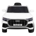 Audi Q8 Zvedněte baterii pro děti Bílá + Dálkové ovládání + EVA + Pomalý start + MP3 USB + LED