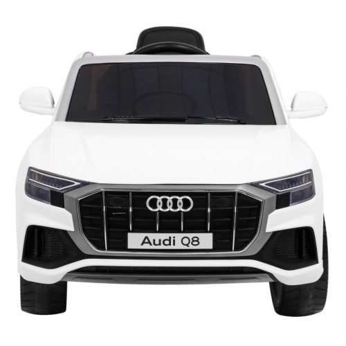 Audi Q8 Zvedněte baterii pro děti Bílá + Dálkové ovládání + EVA + Pomalý start + MP3 USB + LED