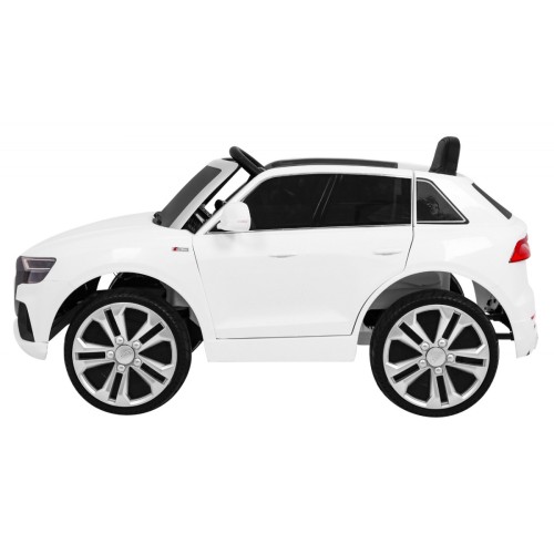 Audi Q8 Zvedněte baterii pro děti Bílá + Dálkové ovládání + EVA + Pomalý start + MP3 USB + LED