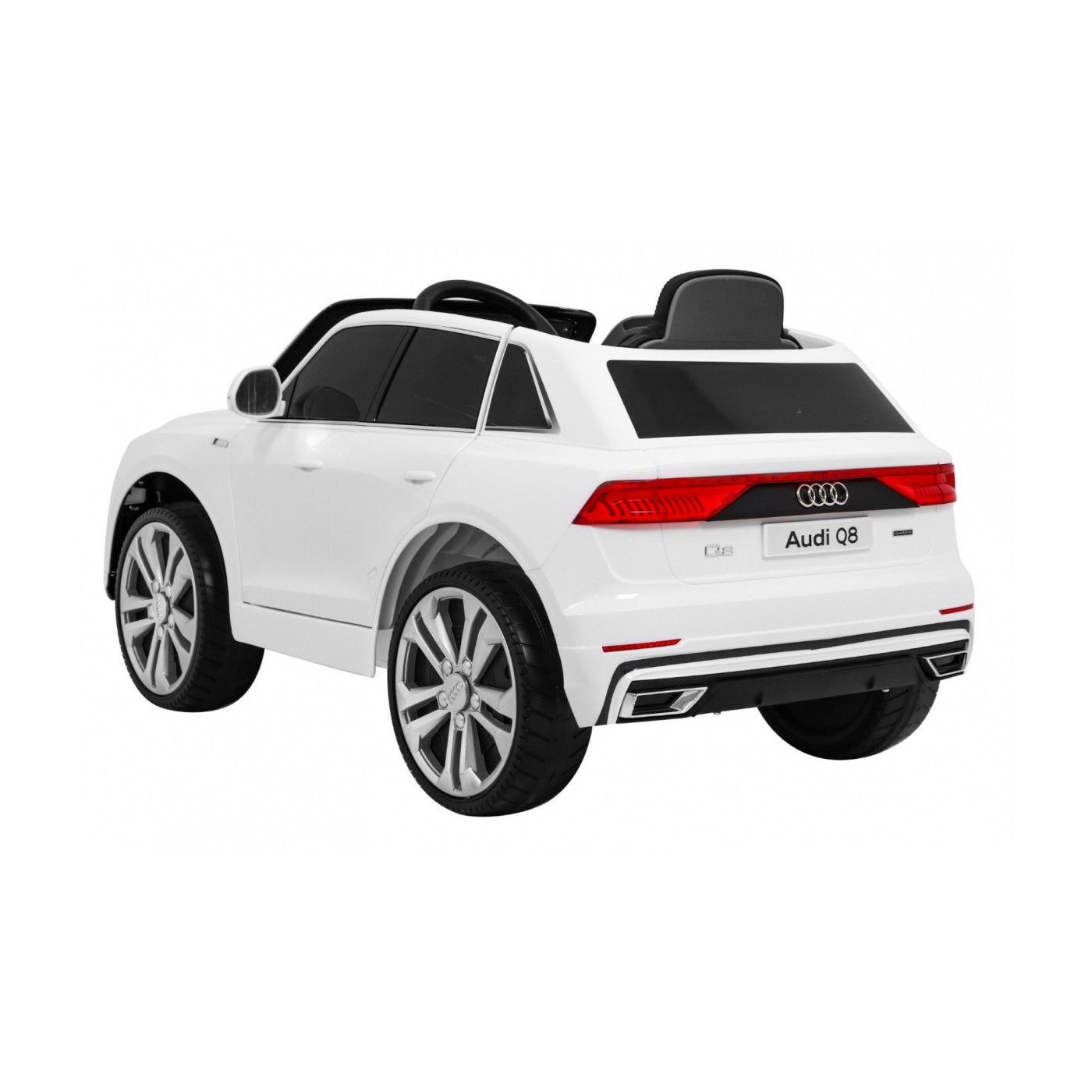 Audi Q8 Zvedněte baterii pro děti Bílá + Dálkové ovládání + EVA + Pomalý start + MP3 USB + LED