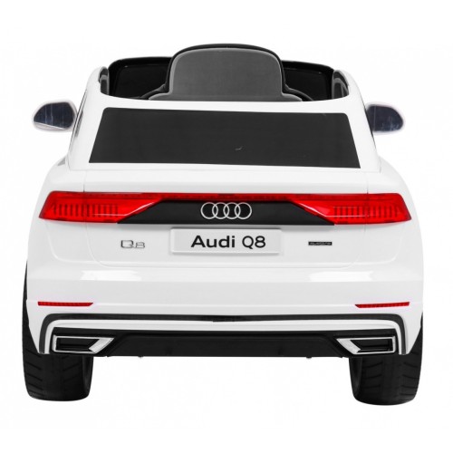 Audi Q8 Zvedněte baterii pro děti Bílá + Dálkové ovládání + EVA + Pomalý start + MP3 USB + LED