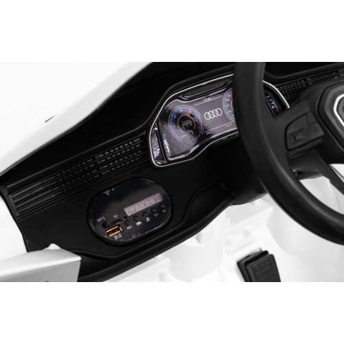 Audi Q8 Zvedněte baterii pro děti Bílá + Dálkové ovládání + EVA + Pomalý start + MP3 USB + LED