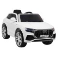 Audi Q8 Zvedněte baterii pro děti Bílá + Dálkové ovládání + EVA + Pomalý start + MP3 USB + LED