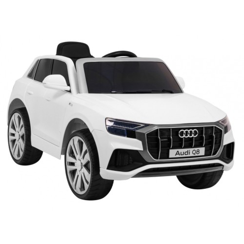 Audi Q8 Zvedněte baterii pro děti Bílá + Dálkové ovládání + EVA + Pomalý start + MP3 USB + LED