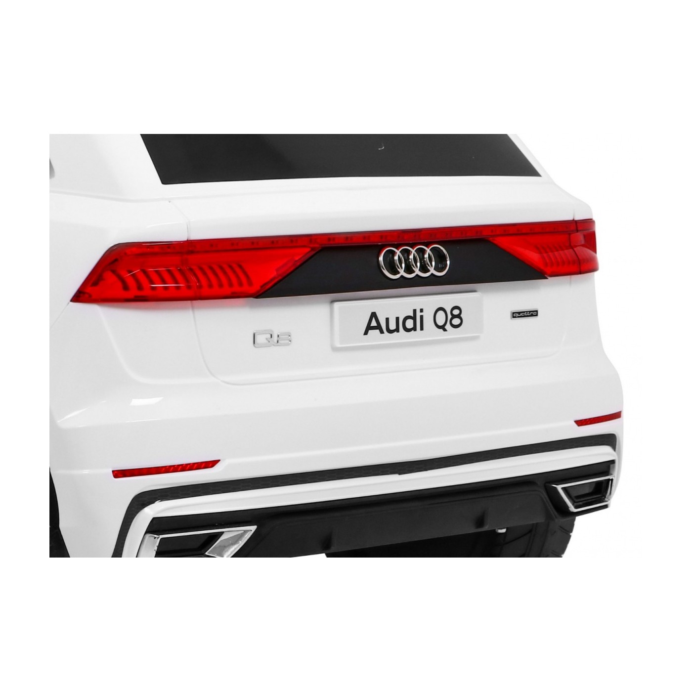 Audi Q8 Zvedněte baterii pro děti Bílá + Dálkové ovládání + EVA + Pomalý start + MP3 USB + LED