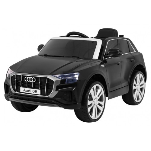 Dětský zvedák baterií Audi Q8 černý + dálkové ovládání + EVA + pomalý start + MP3 USB + LED