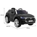 Dětský zvedák baterií Audi Q8 černý + dálkové ovládání + EVA + pomalý start + MP3 USB + LED