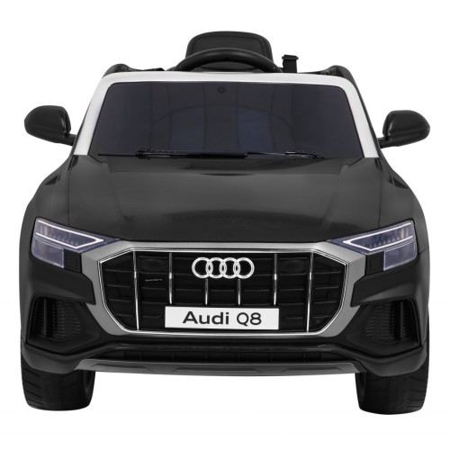 Dětský zvedák baterií Audi Q8 černý + dálkové ovládání + EVA + pomalý start + MP3 USB + LED