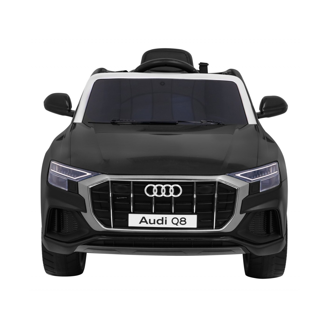 Dětský zvedák baterií Audi Q8 černý + dálkové ovládání + EVA + pomalý start + MP3 USB + LED