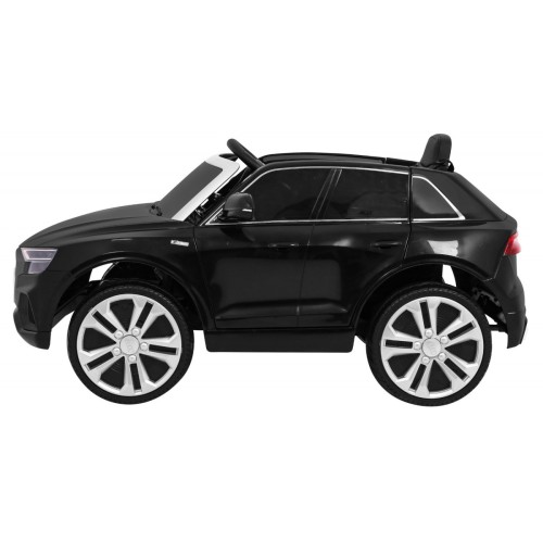 Dětský zvedák baterií Audi Q8 černý + dálkové ovládání + EVA + pomalý start + MP3 USB + LED