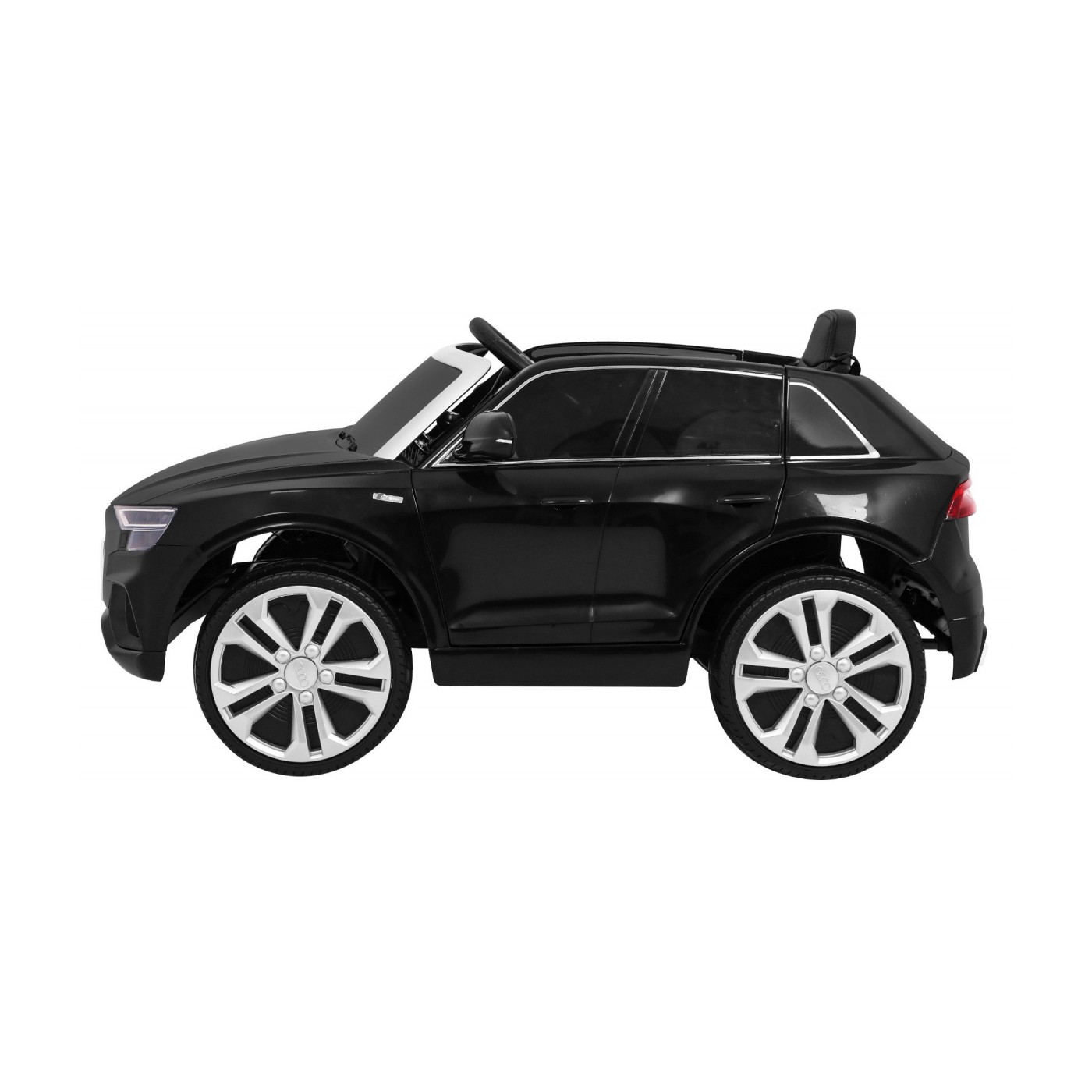 Dětský zvedák baterií Audi Q8 černý + dálkové ovládání + EVA + pomalý start + MP3 USB + LED