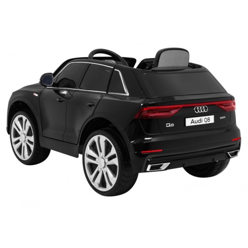 Dětský zvedák baterií Audi Q8 černý + dálkové ovládání + EVA + pomalý start + MP3 USB + LED