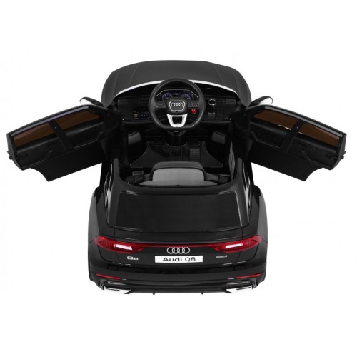 Dětský zvedák baterií Audi Q8 černý + dálkové ovládání + EVA + pomalý start + MP3 USB + LED