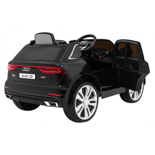 Dětský zvedák baterií Audi Q8 černý + dálkové ovládání + EVA + pomalý start + MP3 USB + LED