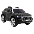 Dětský zvedák baterií Audi Q8 černý + dálkové ovládání + EVA + pomalý start + MP3 USB + LED