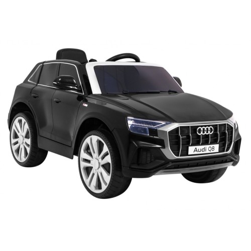 Dětský zvedák baterií Audi Q8 černý + dálkové ovládání + EVA + pomalý start + MP3 USB + LED