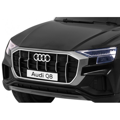 Dětský zvedák baterií Audi Q8 černý + dálkové ovládání + EVA + pomalý start + MP3 USB + LED
