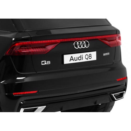 Dětský zvedák baterií Audi Q8 černý + dálkové ovládání + EVA + pomalý start + MP3 USB + LED