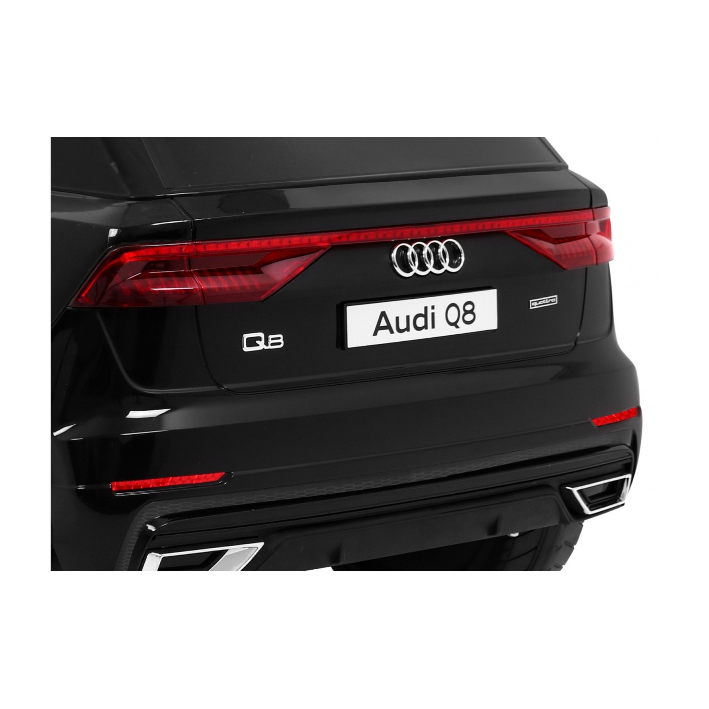 Dětský zvedák baterií Audi Q8 černý + dálkové ovládání + EVA + pomalý start + MP3 USB + LED