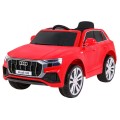 Dětský zvedák baterií Audi Q8 červený + dálkové ovládání + EVA + pomalý start + MP3 USB + LED