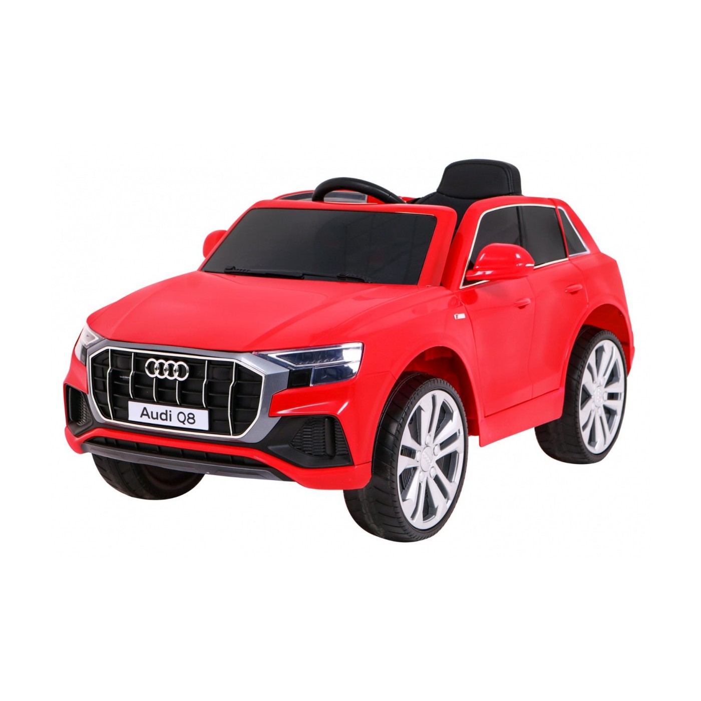 Dětský zvedák baterií Audi Q8 červený + dálkové ovládání + EVA + pomalý start + MP3 USB + LED