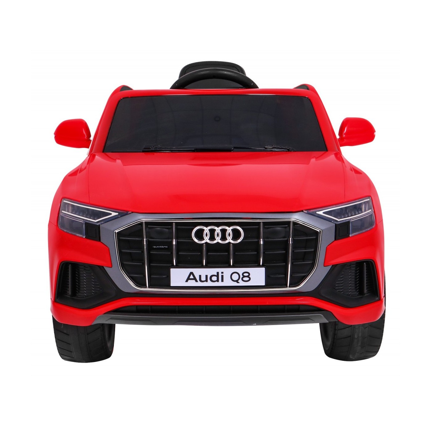 Dětský zvedák baterií Audi Q8 červený + dálkové ovládání + EVA + pomalý start + MP3 USB + LED