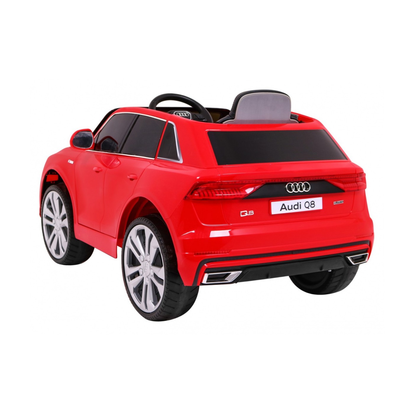 Dětský zvedák baterií Audi Q8 červený + dálkové ovládání + EVA + pomalý start + MP3 USB + LED