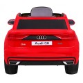 Dětský zvedák baterií Audi Q8 červený + dálkové ovládání + EVA + pomalý start + MP3 USB + LED
