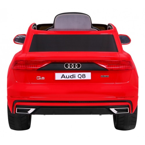 Dětský zvedák baterií Audi Q8 červený + dálkové ovládání + EVA + pomalý start + MP3 USB + LED