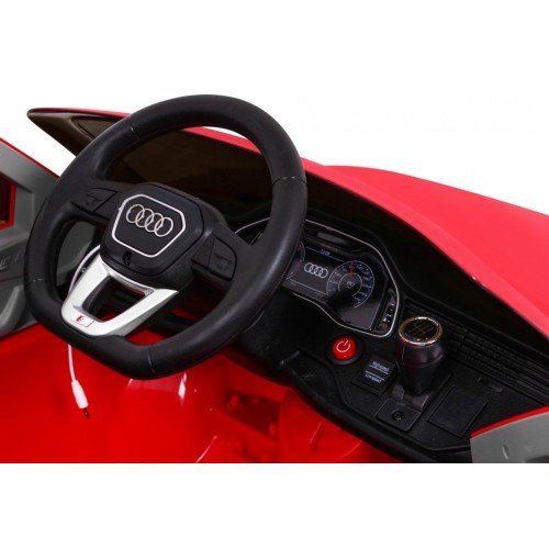 Dětský zvedák baterií Audi Q8 červený + dálkové ovládání + EVA + pomalý start + MP3 USB + LED