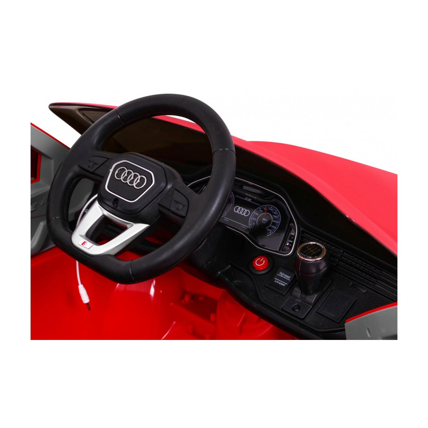 Dětský zvedák baterií Audi Q8 červený + dálkové ovládání + EVA + pomalý start + MP3 USB + LED