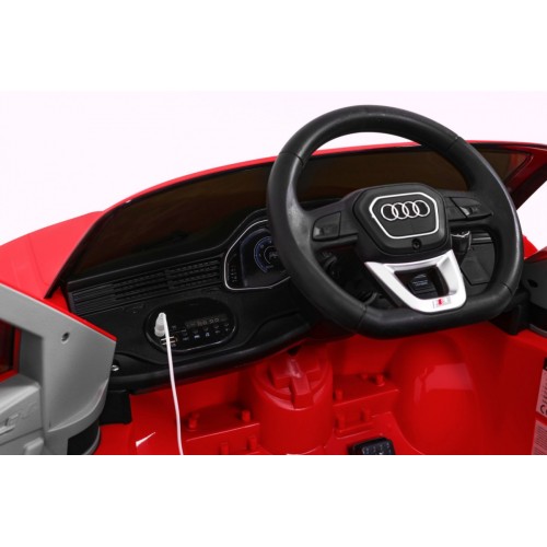 Dětský zvedák baterií Audi Q8 červený + dálkové ovládání + EVA + pomalý start + MP3 USB + LED